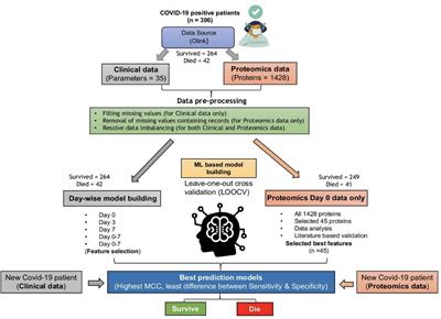 Machine Learning Assisted Prediction of Prognostic Biomarkers Associated With COVID-19, Using Clinical and Proteomics Data